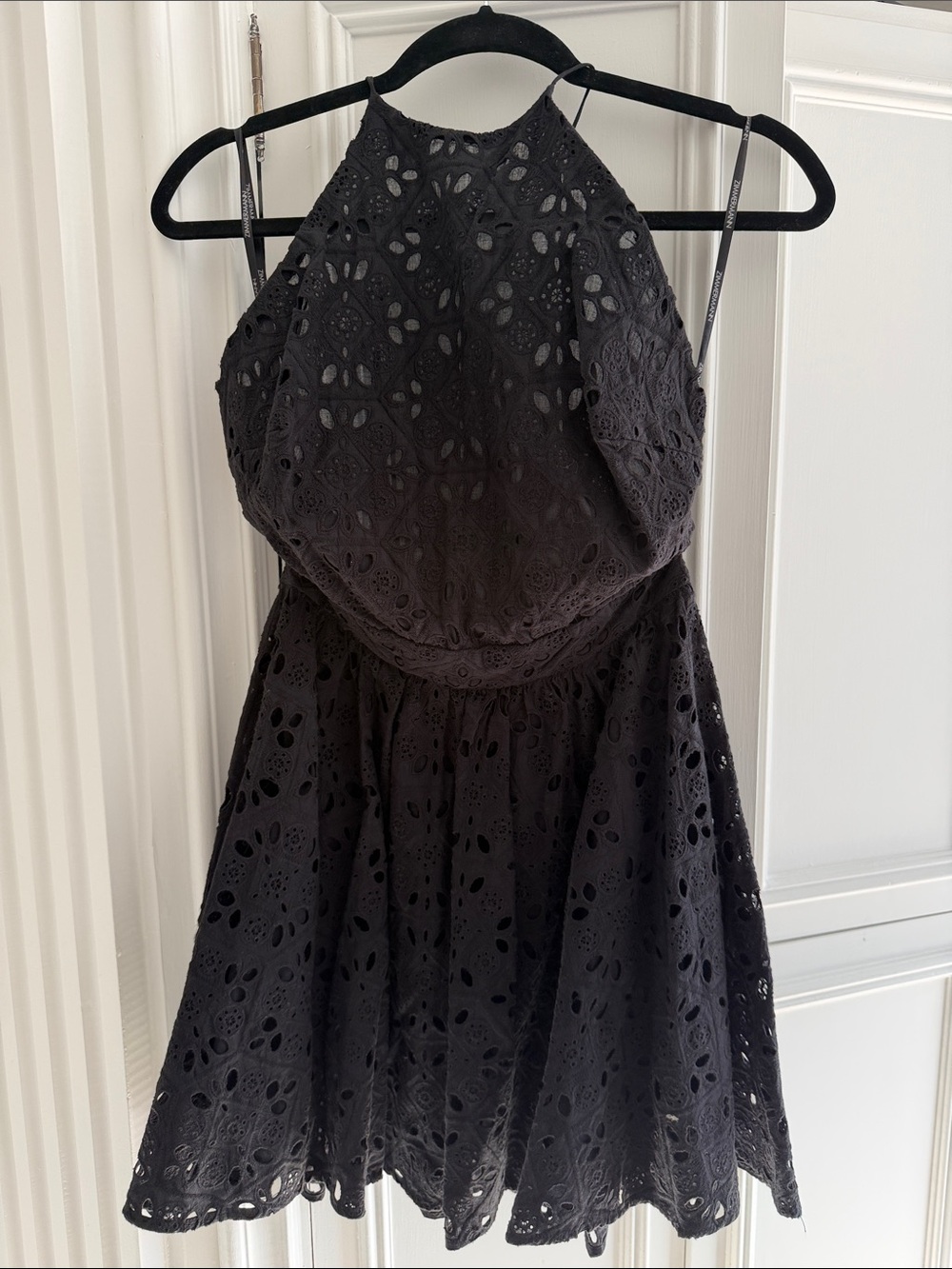 Zimmermann Black Eyelet Halter Dress